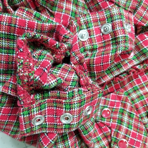 Wrangler Shirt Baby Girl 3-6 Months Pearl Snap Plaid Ruffled One Piece Western - Picture 6 of 9